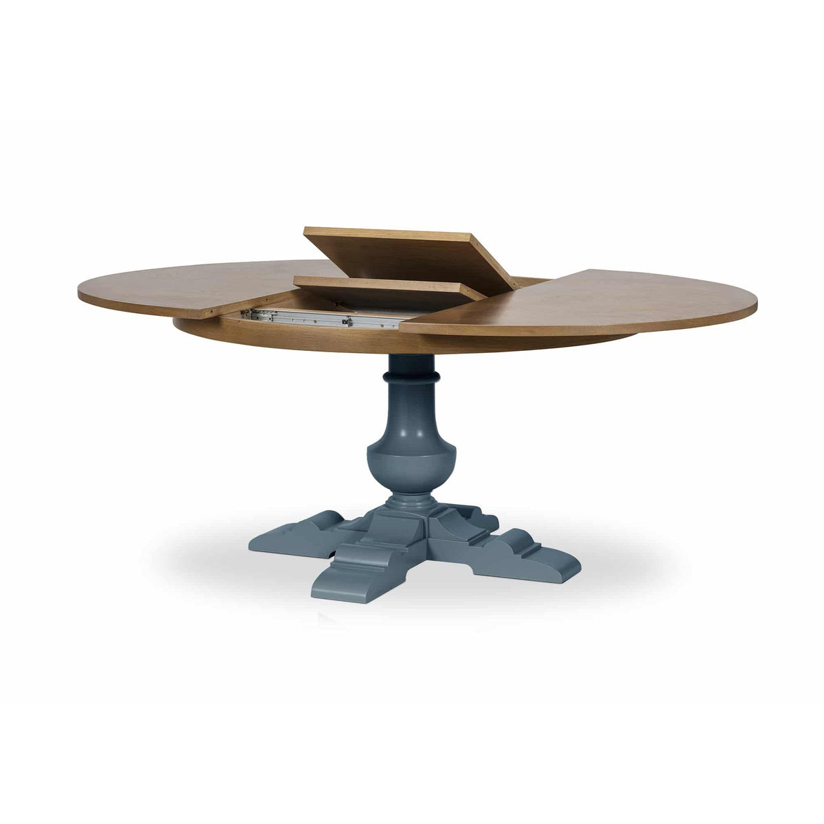 ARRADON Table Ronde à rallonge, pied balustre central