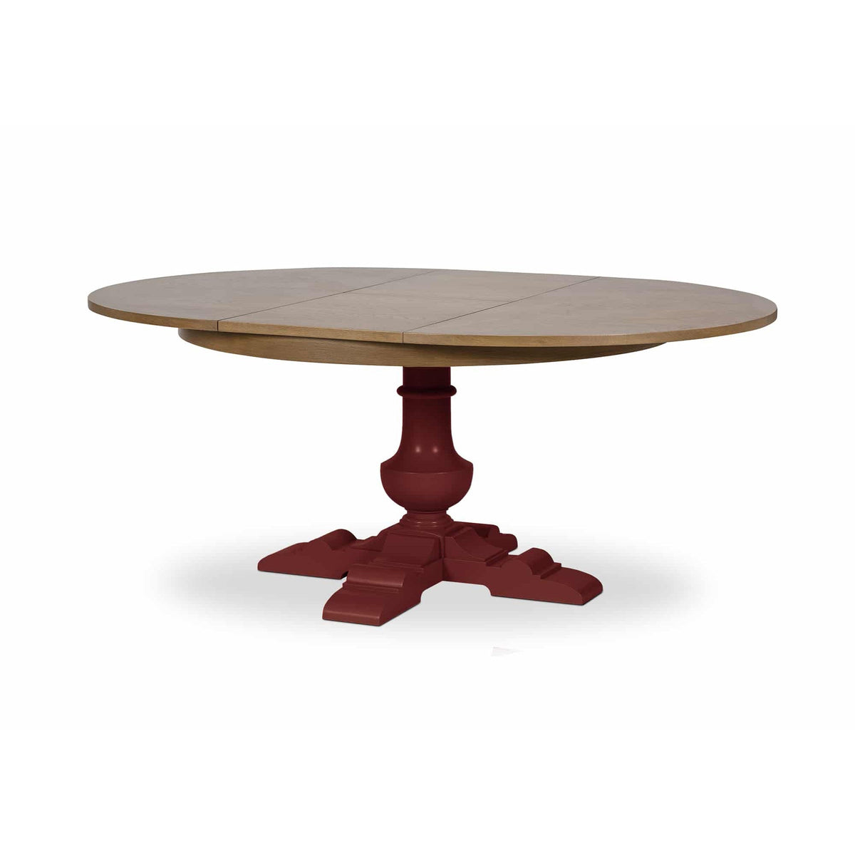 ARRADON Table Ronde à rallonge, pied balustre central