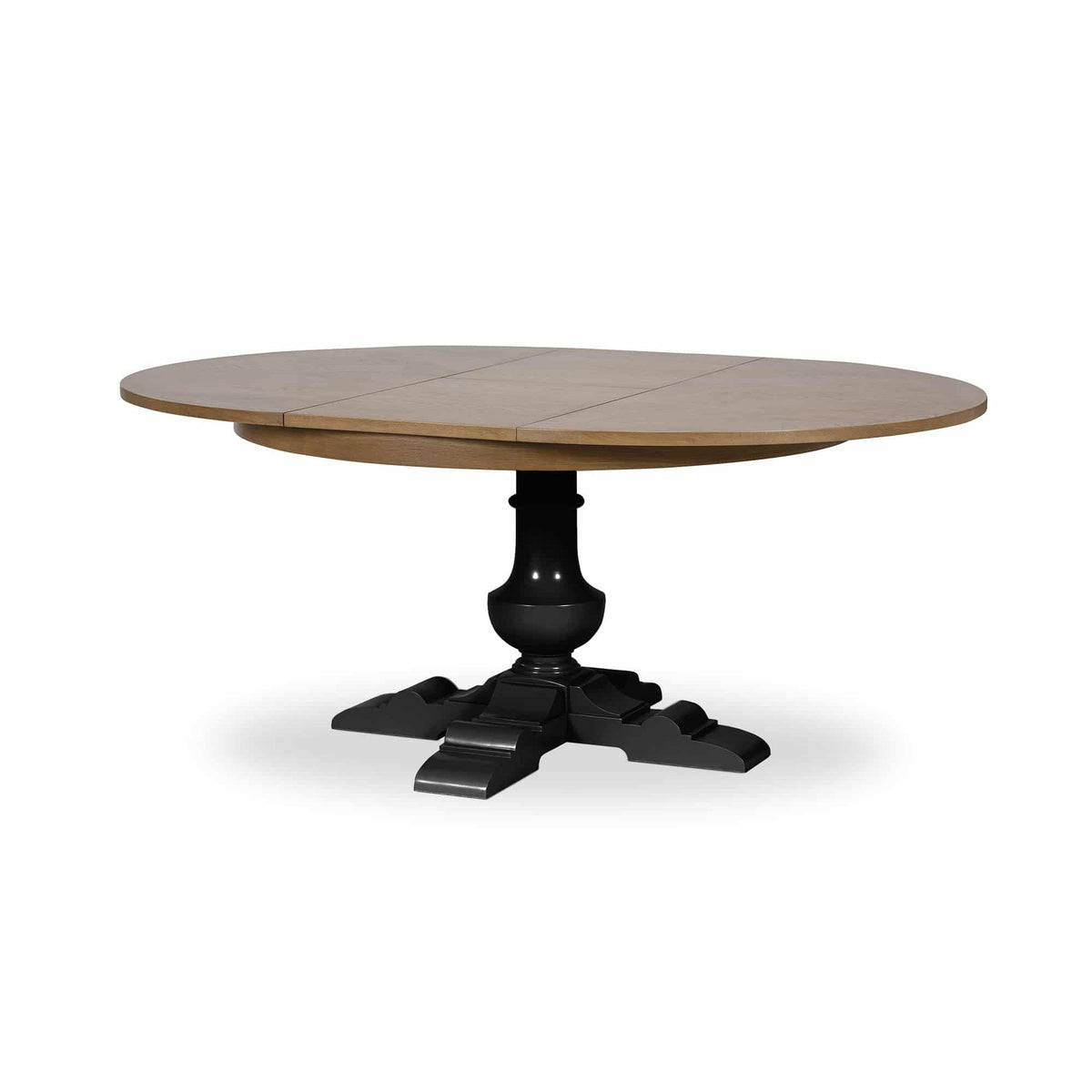 ARRADON Table Ronde à rallonge, pied balustre central