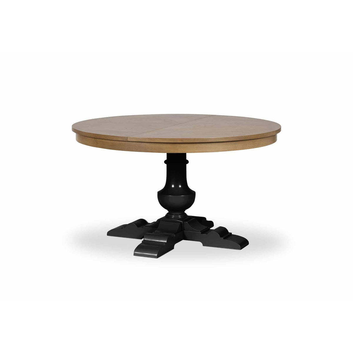 ARRADON Table Ronde à rallonge, pied balustre central